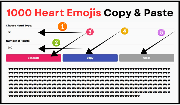1000 Heart Emojis Copy & Paste